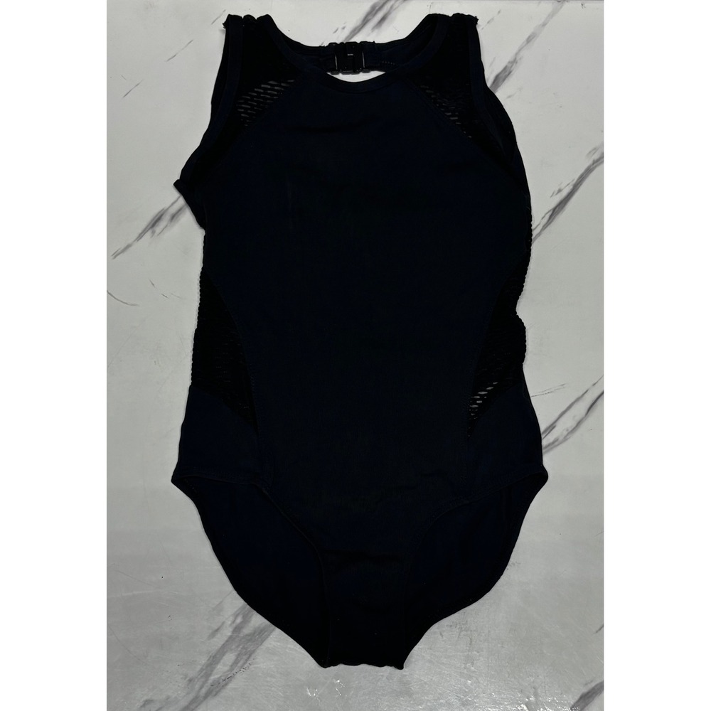 Danz N Motion Dance Leotard Kids 8-10 Black Excellent Mesh Cutout Dancewear